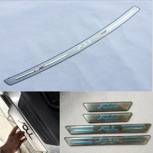 For Kia Soul 2010-2013 Door Sill Stainless Steel Rear Bumper Protector Trunk Guard Tread Plate Trim