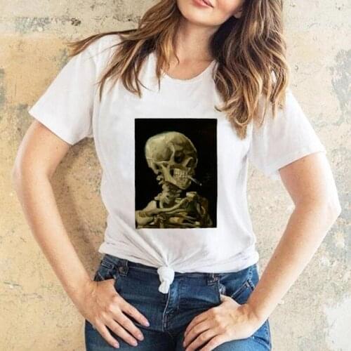 90s Vintage Tshirt Fashion Top Tees Female Vincent Van Gogh Harajuku Aesthetic T Shirts Women Oil Painting Funny T-shirt XL