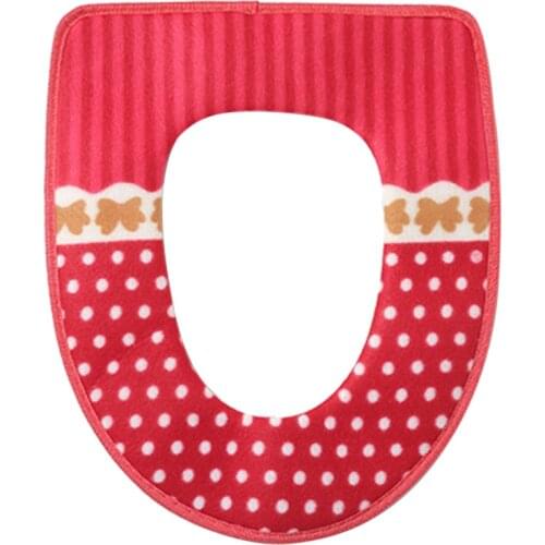 And Warm Toilet Seat Cover Washable Toilet Seat Pad with Hook and Loop Self Adhesive Tapes (Red)