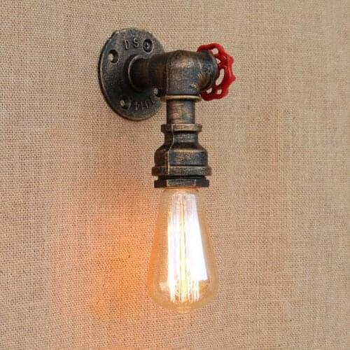 Imitation water pipe iron wall lamp vintage E27 edison light fixtures cafe bar club restaurant porch aisle bedside light bra