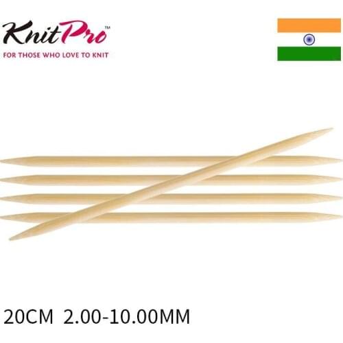 KnitPro Bamboo 20cm, double straight needle, bamboo needle, sweater needle, socks, sleeves, needles, knitting tools, 5pcs