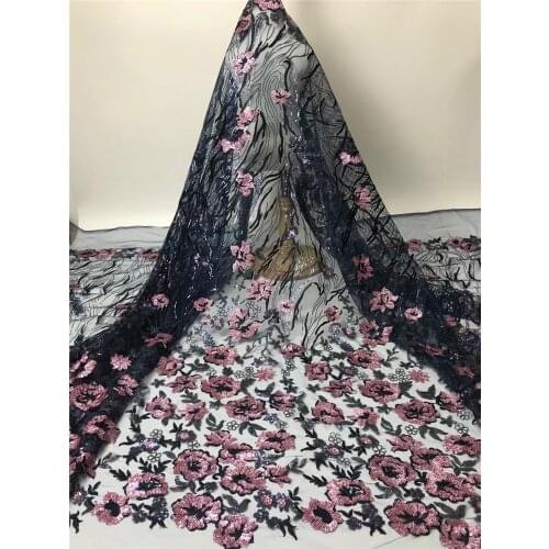 Beautiful fresh flower sequin embroidery, French tulle lace, African lace fabric, Nigerian style lace, suitable for fashionable