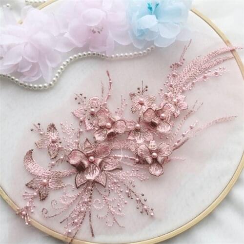 Muti-Color 3D Three-Dimensional Beaded Lace Flowers Stickers Stage Costume Decoration Lace Accessories