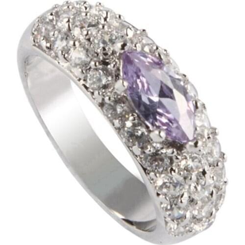 Fleure Esme Fashion Engagement wedding rings for women 2019 Purple Rainbow Cubic Zirconia Lovely gifts Rhodium Plated R426 R779