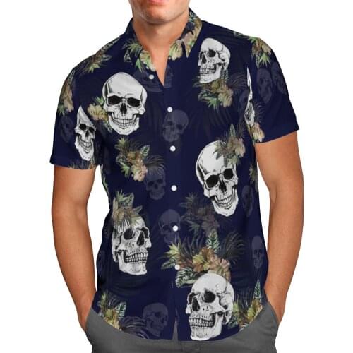 Cool Skull 3D Beach Hawaiian 2021 Summer Mens Shirt Short Sleeve Shirt Streetwear Oversized 5XL Camisa Social Chemise Homme-108