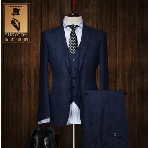 Two Pieces Dark Gray 100% Wool suits For Men Terno Slim Fit Tuxedo 2017 ( Jacket +Pants)