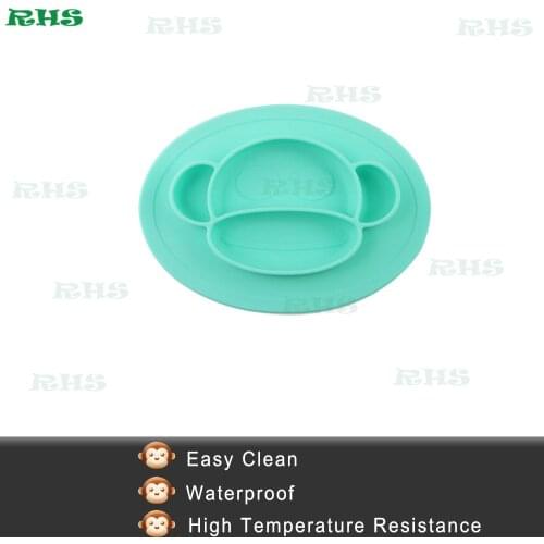 1pcs BPA FDA free Children plate set baby silicone placemat plate with low price from RHS factory wholesale