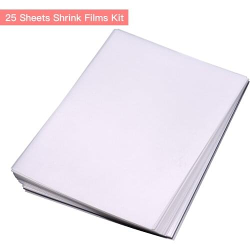 25 Sheets White Printable Shrink Films Kit Shrinky Art Film Paper Heat-Shrink Sheets Can be Printed for Inkjet Printer