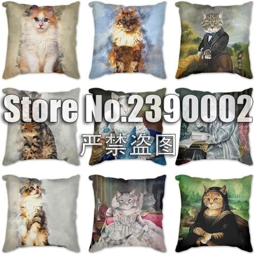 Cute Cartoon animals Cushion Cover Set Cat Print Throw Pillowcase Indoor Car Made Home Decoration Decor Pillowcover Cushions
