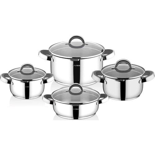 Neva N2859 Lotus Grizay 8 Piece Steel Cookware Set