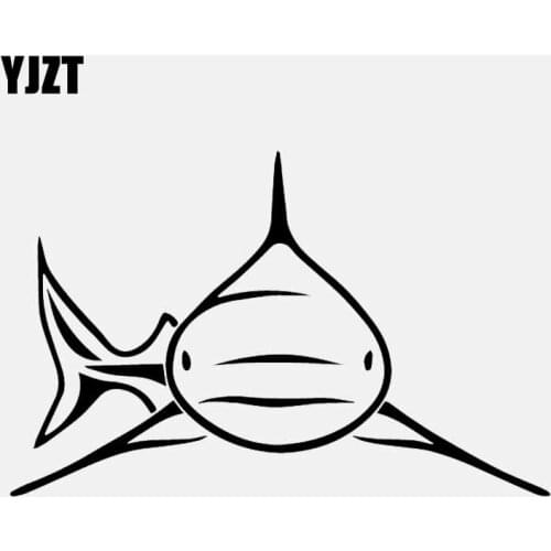 YJZT 16.5CM*10.6CM Car Stickers Vinyl Decal Big Scary Shark Ocean Marine Killer Fish Black/Silver C24-0701