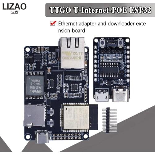 Official TTGO T-Internet-POE ESP32-WROVER-B LAN8720A Chip Ethernet Adapter And Downloader Expansion Board Programmable Hardware