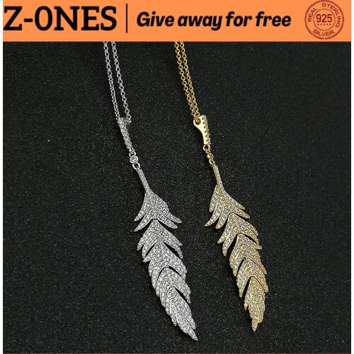 925 Sterling Silver Necklace Feather Adjustable Necklace Silver and Gold Monaco Jewelry Sweater Chain Ladies Gift