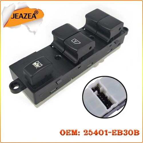 JEAZEA Plastic Electric Window Master Lifter Switch 25401EB30B 25401-5X010 Fit for Nissan Navara D40 Pathfinder R51 Qashqai J10