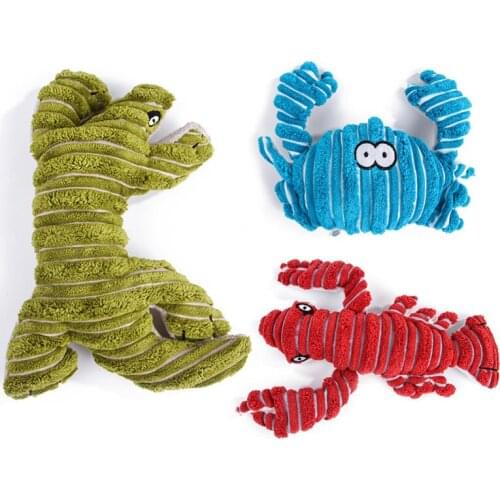 Plush Cute Dog Toys Squeaky Crab Lobster Lizard 1pcs Puppy Chew Toy Interactive Cat Toy Pet Dogs Sound Toys for Small Large Dogs