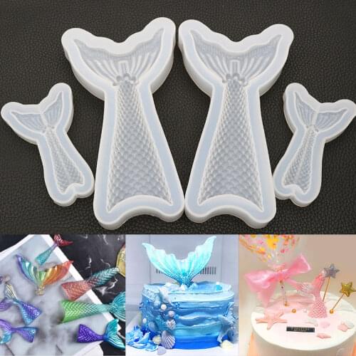 Diy crystal epoxy mermaid mold ocean series fish tail size baking fondant plaster mirror resin mold handmade household goods