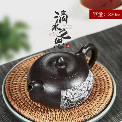 Are recommended for domestic famous pure teapot carved by hand painted tea undressed ore black mud dripping of grace