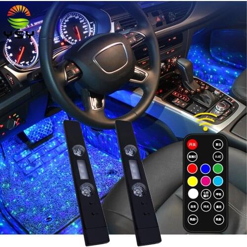Car Interior Light RGB LED Light Wireless Remote Automotive Car Decorative Lamp Auto Ambient Light Lamp Charging Foot Light