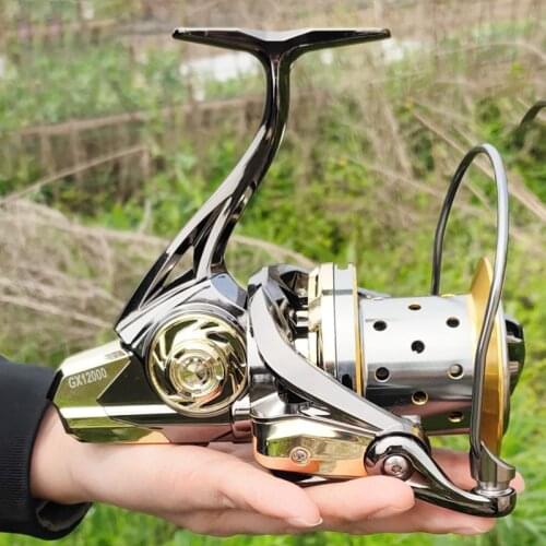 Fishing Reel GX 10000/12000 Series Long Throw 11+1 BB 20kg Max Drag High Capacity Metal Coil Spinning Rock Lure Wheel