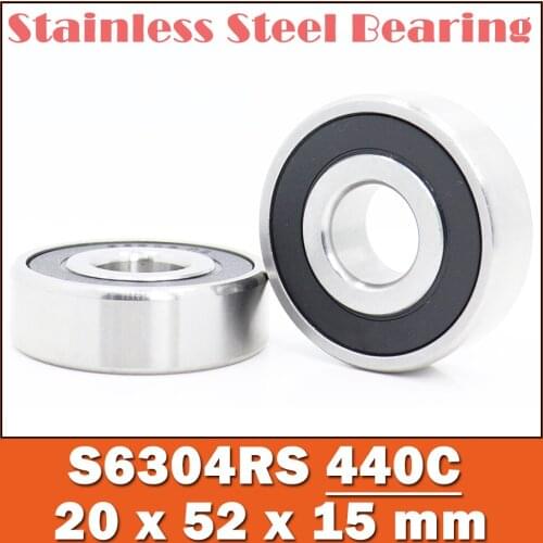 2PCS S6304RS Bearing 20*52*15 mm ABEC-3 440C Stainless Steel S 6304RS Ball Bearings 6304 Stainless Steel Ball Bearing