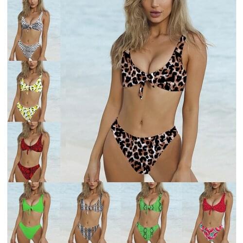 Sexy Bow Polka Dot Bikini 2021 Women Swimwear Female Leopard Swimsuit Two-piece Bikini set Brazilian Bather Bathing Suit Swim