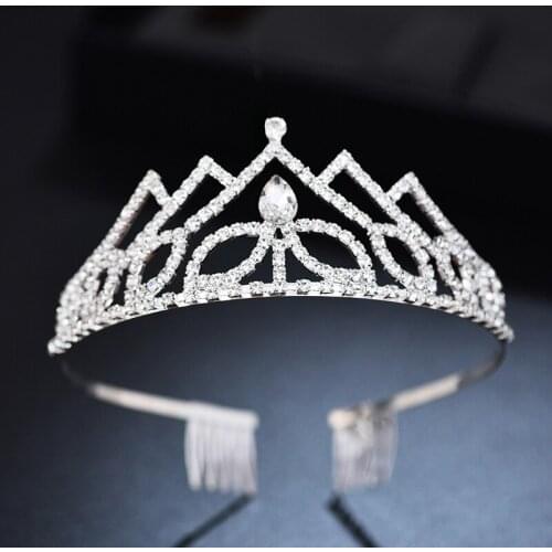 Wedding Big Crown Bridal Crystal Tiaras and Crowns Women Hair Jewelry Headdress Wedding Party Accessories