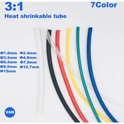 2m 1.6-30mm Dual Wall thick Glue 3:1 ratio Shrinkable Tubing Adhesive Lined Wrap Wire kit heat shrink tube