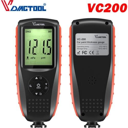 VDIAGTOOL VC200 Measure Car Paint Tool Coating Thickness Gauge 0-1500 Backlight Car Paint Film Thickness Tester FE/NFE