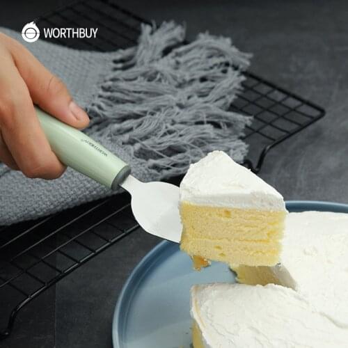 WORTHBUY Multifunctional Cake Spatula Stainless Steel Pizza Spatula Cake Shovel Cutter With Plastic Handle Kitchen Baking Tools