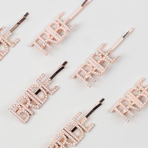 Bride to Be Bachelorette hen Party wedding engagement Bridal Shower decoration Bridesmaid Proposal Gifts Rose gold Hair Clips