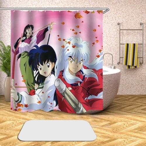 Custom High Quality Japanese anime Inuyasha Shower Curtain Waterproof Bathroom Polyester Fabric Bathroom Curtain