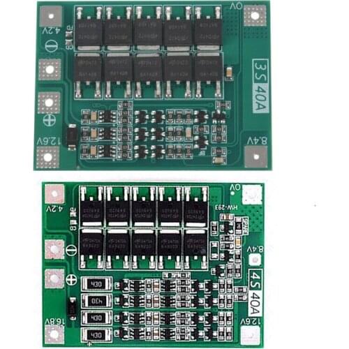 3S 40A Bms 11.1V 12.6V 18650 Lithium Battery Protection Board with Balanced Version for Drill 40A Current & 4S 40A