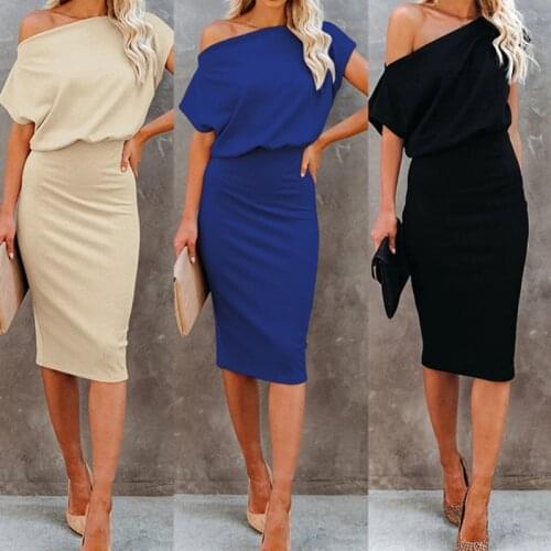 Womens Solid Off Shoulder Dress With High Waist And Buttocks