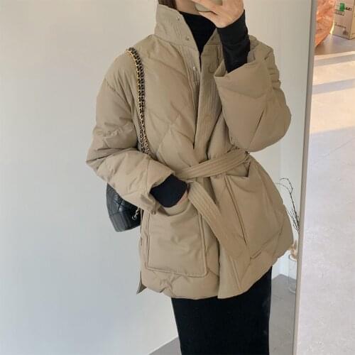 Winter Thick Warm Cotton Coat All-match High Collar Single-breasted Zipper Lace Winter Coat High Collar 2021 Women Jacket Coat