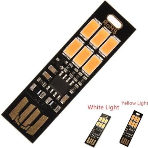 1pcs Portable Mini USB Power 6 LED Lamp 1W 5V Touch Dimmer Warm/pure white Light for Power Bank Computer Laptop