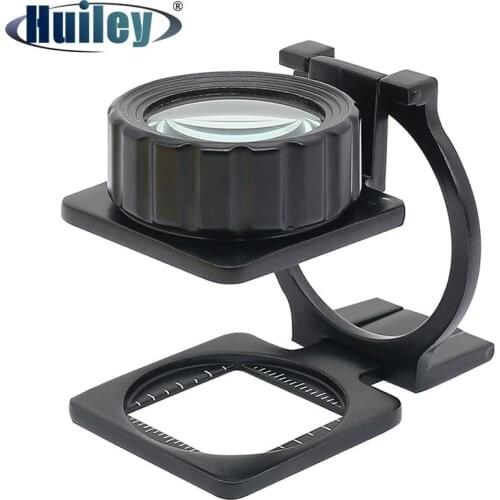 10X Folding Magnifier Loupe Full Metal Dual Lens Thread Counter Magnifier Cloth Test Linen Tester