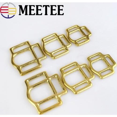 Meetee 2pcs Pure Copper Bags Buckles Three-way Brass Leather Belt Strap Buckle Horse Garment Luggage Hardware Accessories