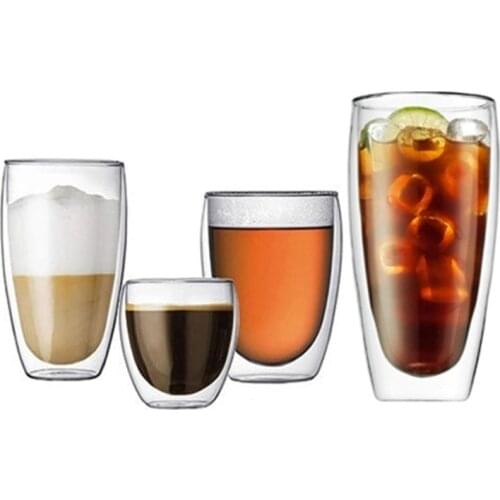 2018 Creative Denmark Bodum Double Wall Glass Xicaras Coffee Pu'er Tea Cups Juice Mug Milk Cocktail Wine Glasses Copas Wholesale