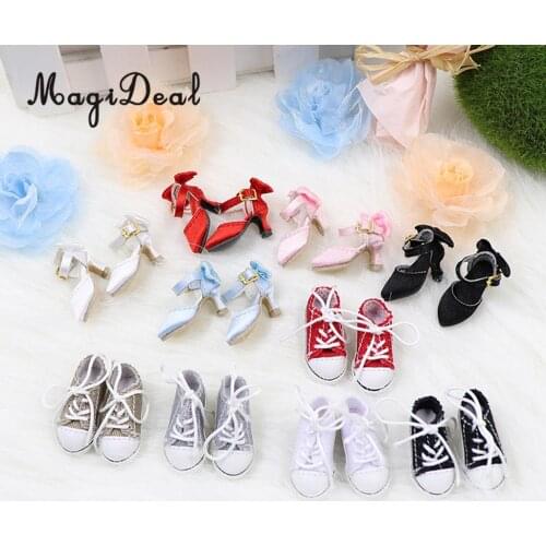 3 Pairs of Doll Pointed Toe Shoes Block High Heels for 1/6 Blythe Dolls Accs