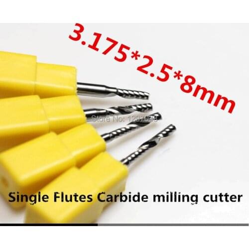 5PCS Good quality Acrylic 3.175*2.5*8 Single Flutes Carbide milling cutter, CNC Carving Tool ,CNC Router Bit Woodworking Tools