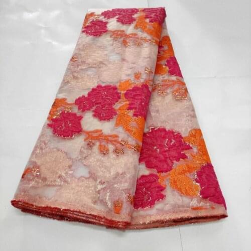 5yards/pc) Newest design African jacquard net lace translucent brocade tulle lace fabric for party dress FHS108