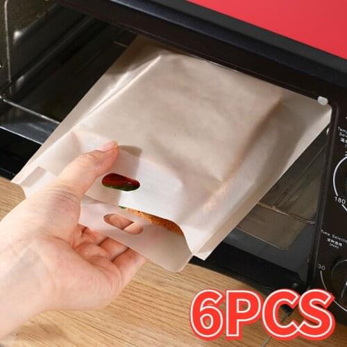 6PCS food grade kraft paper bag high temperature resistant bread bag baking bag takeaway snack disposable bag