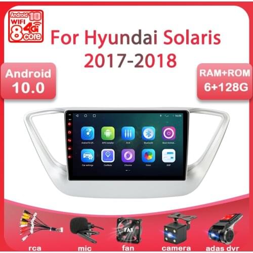 9" Android 10 Car Radio For Hyundai Solaris 2 Verna 2017 - 2018 Multimedia Video Player GPS Navigation 2 Din 4G WIFI Carplay DVD