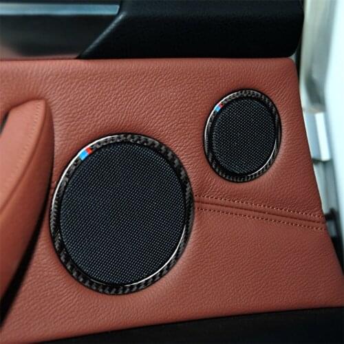 Carbon Fiber Car Audio Speaker Car Door Loudspeaker Frame Cover Trim for BMW X5 E70 E71 Stylish Car Accessories Car Sticker 6pcs