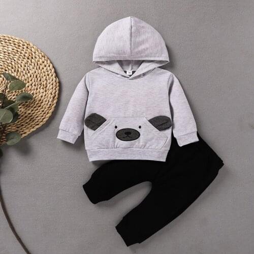 Cotton Spring Fall Winter Baby Boy Clothes 2pcs Set Cute Bear Long Sleeve Hoodies Sweater Tops+trousers Baby Boy Clothing 0-18M