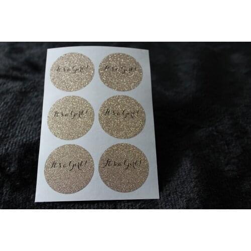 3.8cm Its a girl Rose gold glitter classic round sticker