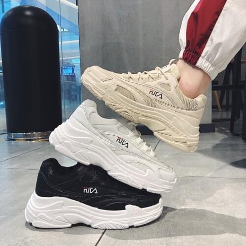 Mens Vulcanized Shoes New Men Chunky Sneakers Lace-up Platform Men Sneakers Stylish Breathable Adult Male Tenis Footwear Large