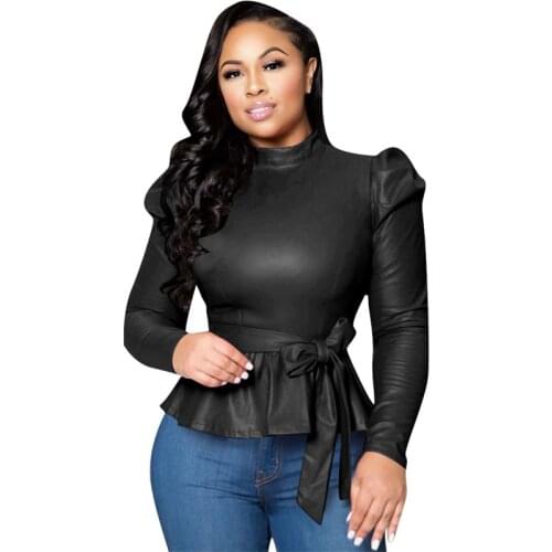 Faux Leather Jacket Women New Autumn Winter Plus Size Slim Europe America Black Brown Blue Fashion PU Leather Coat 2021 N1197