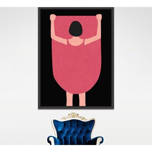 Lovely Pink Dress Skirt Girl Modern Abstract Cute Canvas Picture Nordic Wall Art Painting for Living Room Girlish Posters Decor