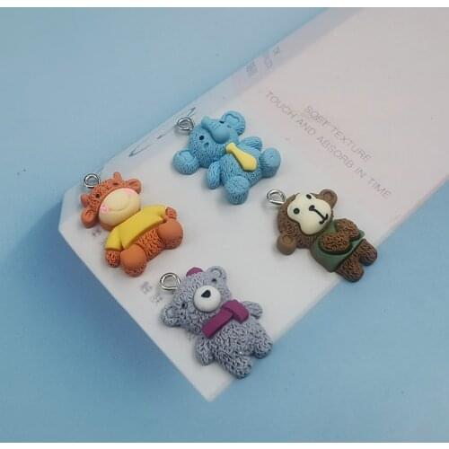 10pcs Fashion Animal Rabbit Bear Monkey Resin Lovely Charms Jewelry Findings Cute Floating Pendant for Earings Necklace C305